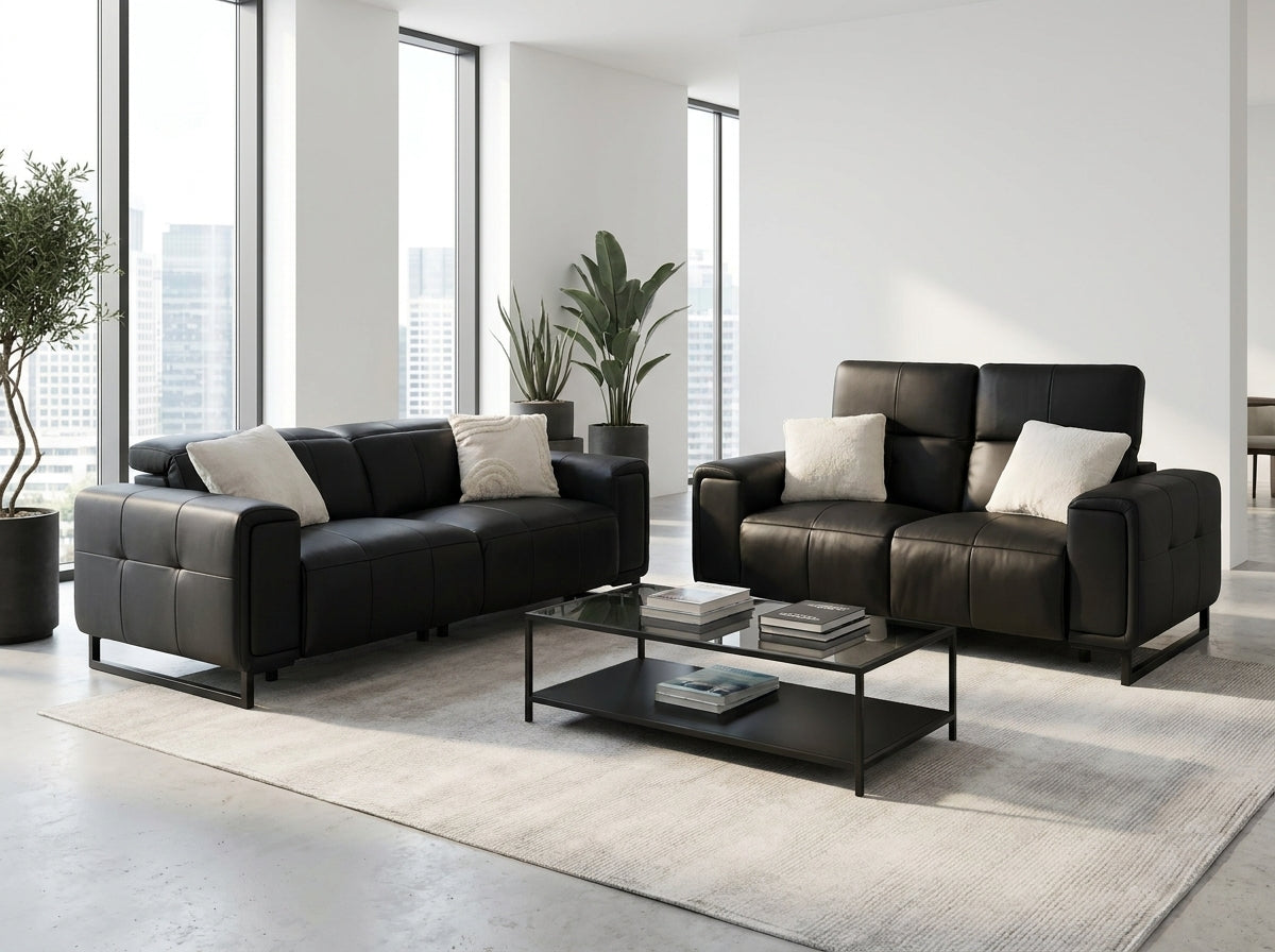Richmond Electric Recliner Sofa 3+2 Set Black