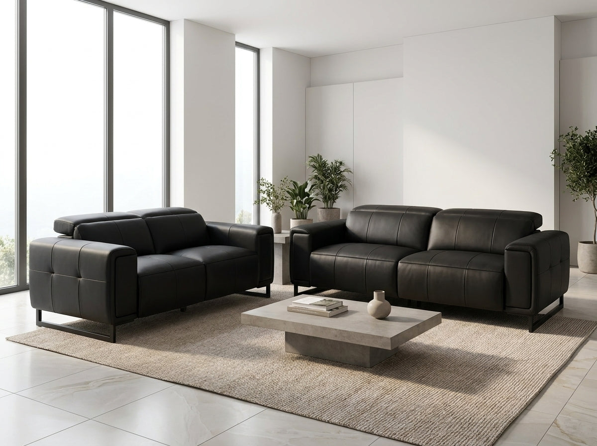 Richmond Electric Recliner Sofa 3+2 Set Black