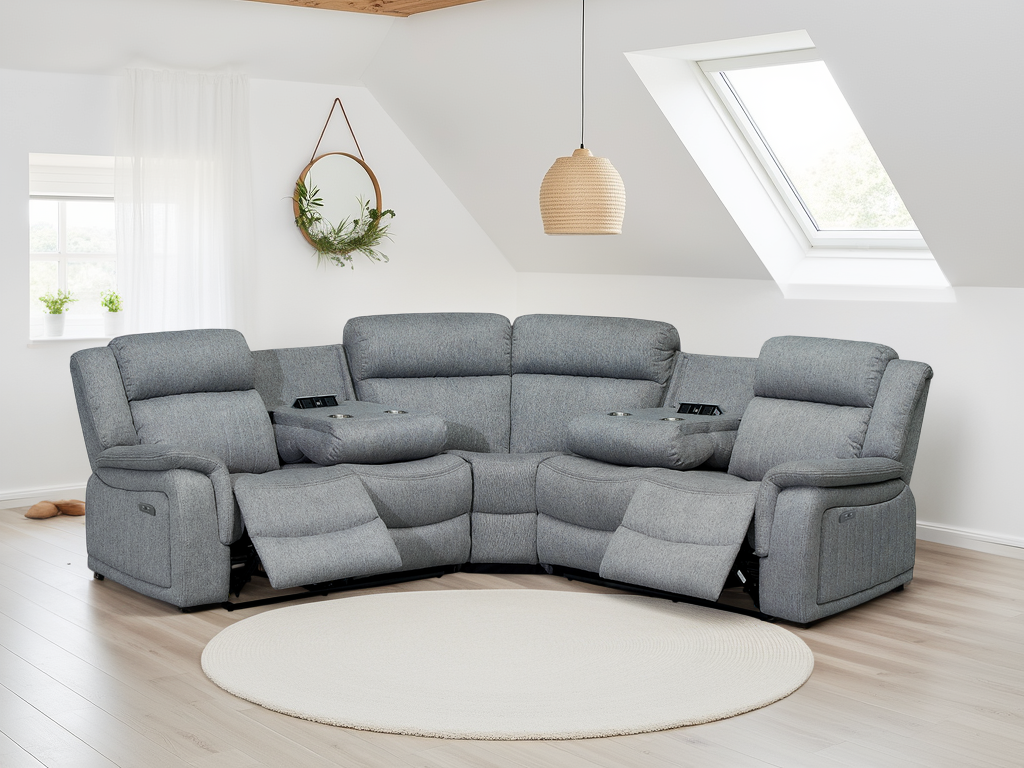 Linden Electric Recliner Sofa Large Corner Grey