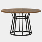 Round Dining Table for 4 People, 47.2" Kitchen Dinner Table with Metal Base
