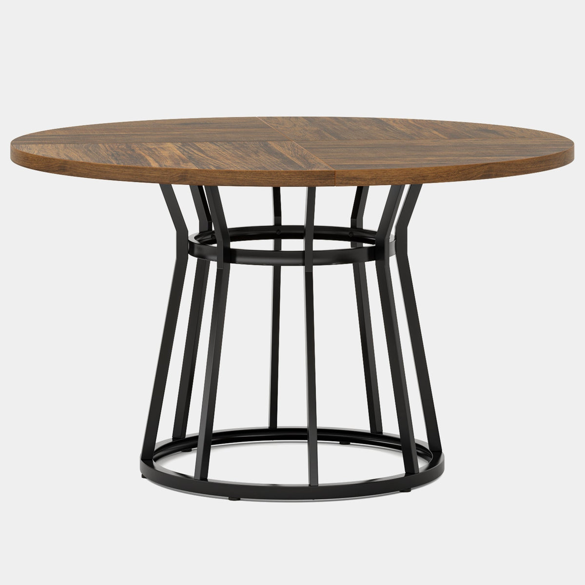 Round Dining Table for 4 People, 47.2" Kitchen Dinner Table with Metal Base