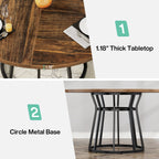 Round Dining Table for 4 People, 47.2" Kitchen Dinner Table with Metal Base