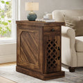 Rustic Side Table, 3-Layer Storage Space End Table