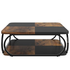 Square Coffee Table, 39" Central Cocktail Table with 2 - Tier Shelves
