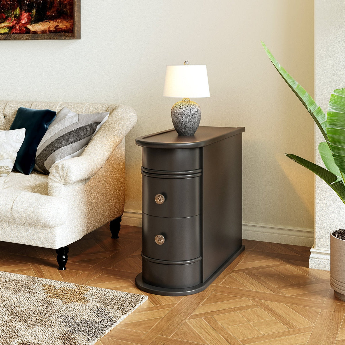 Wood narrow end table